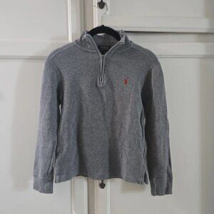 Polo Ralph Lauren Estate Rib Gray quarter Zip Sweatshirt Jacket Boys S Charcoal